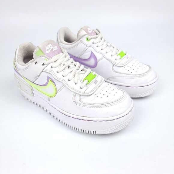 Nike Air Force 1 White Violet Shock Wild Berry Sneakers Training Shoe Womens 7.5 - Picture 3 of 9